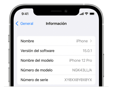 Información de dispositivo Apple