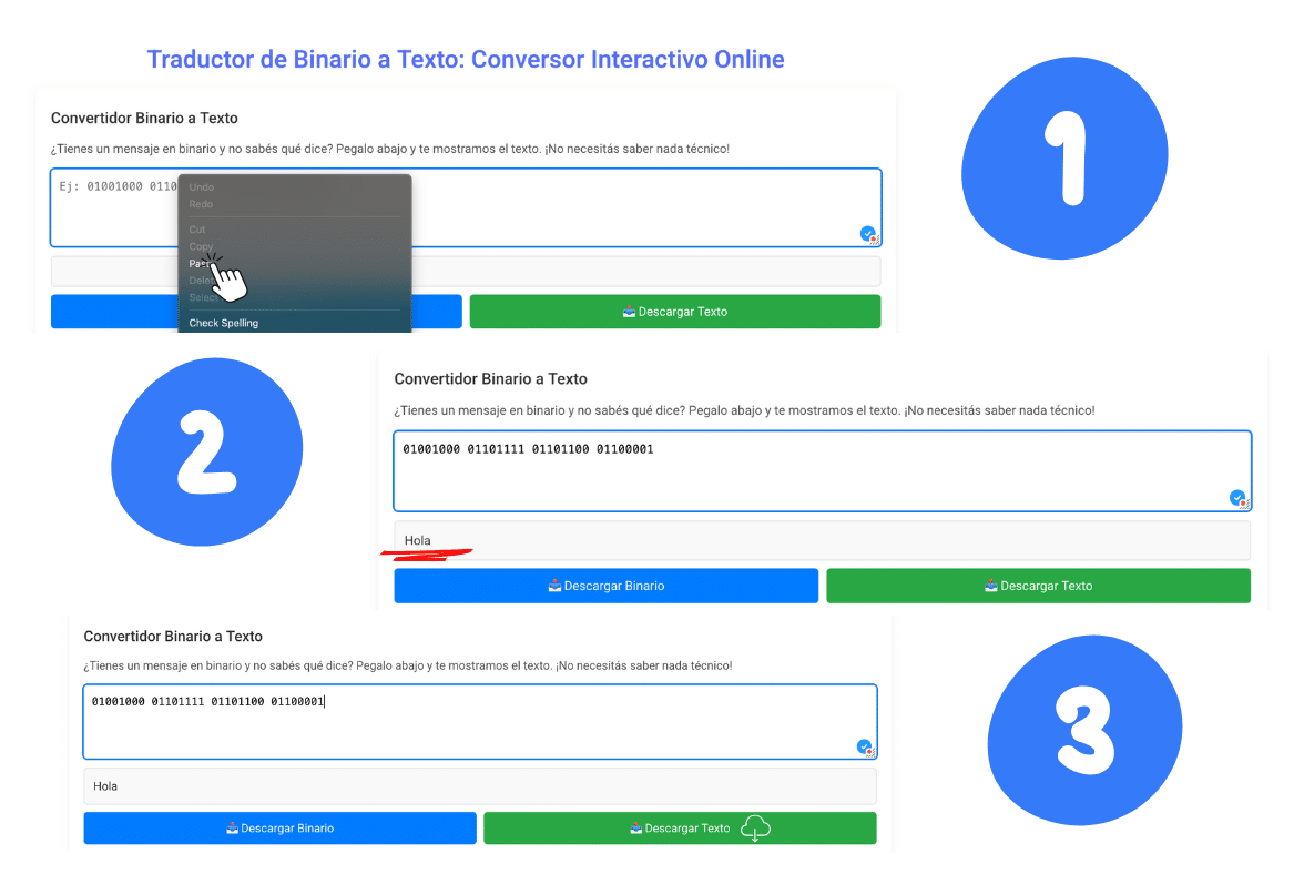 Traductor binario a texto Online